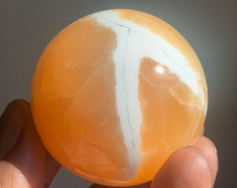 Orange Calcite Sphere | Tumbled Orange Calcite | Orange Calcite Tumbles | Calcite Spheres | Rocks and Minerals | Mexican Mineral Specimen