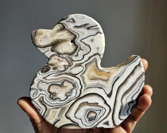 Talla de pato de ónix mexicano / Tallas de cristal / Piedra de ónix bandeada / Decoración del hogar / Rocas y minerales