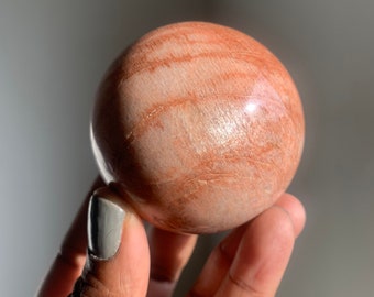 Pfirsich Mondstein Kugel | 70mm | Meditationssteine | Heilkristalle | Chakra Stein | Steine und Mineralien | Mineral-Exemplar