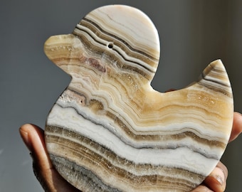 Talla de pato de ónix mexicano / Tallas de cristal / Piedra de ónix con bandas / Decoración del hogar