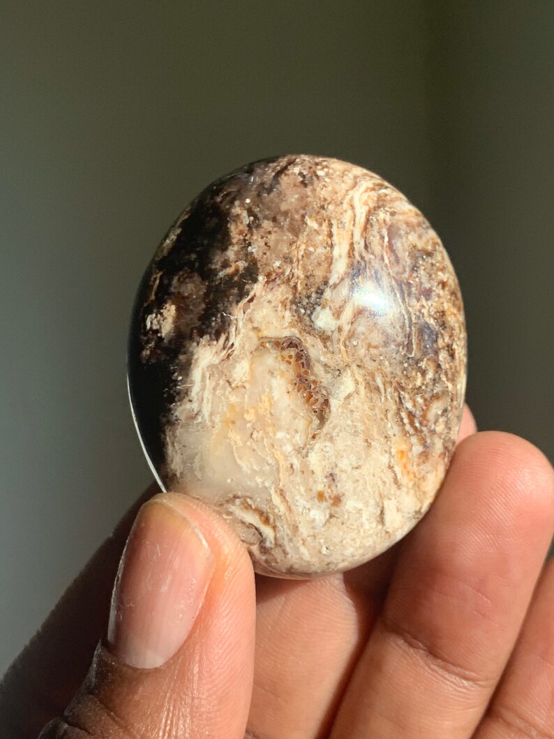 Brown Chocolate Opal Crystal Palm Stone Black Grey Opals Etsy