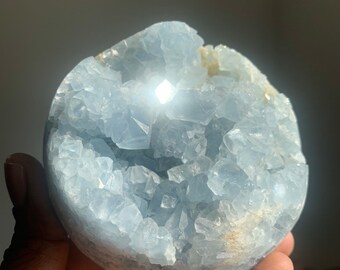 Celestite Geode Sphere | Blue Quartz | Celestite Cluster | Raw Celestite | Celestite Crystal | Chakra Stones | Rocks and Minerals