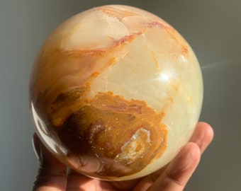 Large Afghan Onyx Sphere • Natural Green Onyx Crystal Ball • Polished Stone Sphere • Home Decor • Meditation & Chakra Energy Stone
