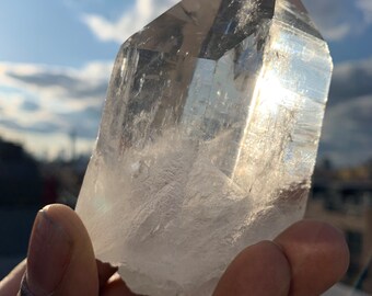 Lemurian Seed Clear Crystal Point Tower | Healing Crystals Stones | Chakra Stones | Rocks and Minerals | Brazilian Mineral Specimen