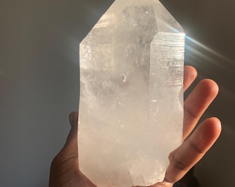 XL Clear Quartz Crystal Points | Raw Quartz Crystal Points | Genuine Clear Quartz | Statement Crystals | Rocks and Mineral