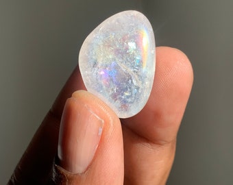 Rainbow Aura Quartz Tumble Stone | Healing Chakra Crystal