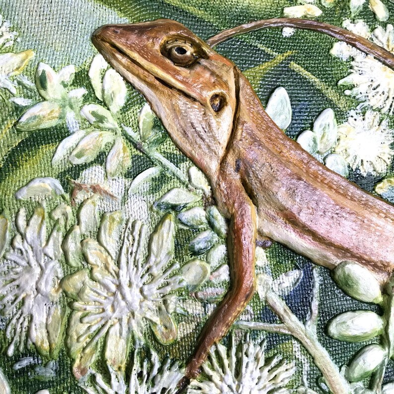 Lizard Oil Painting Original Art 3d Animal Wall Sculpture Etsy