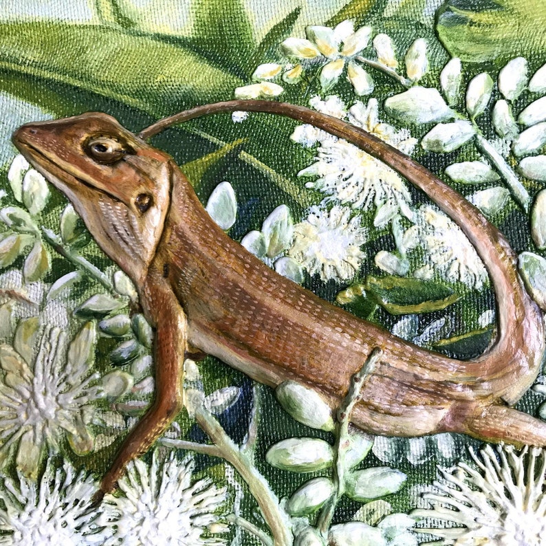 Lizard Oil Painting Original Art 3d Animal Wall Sculpture Etsy