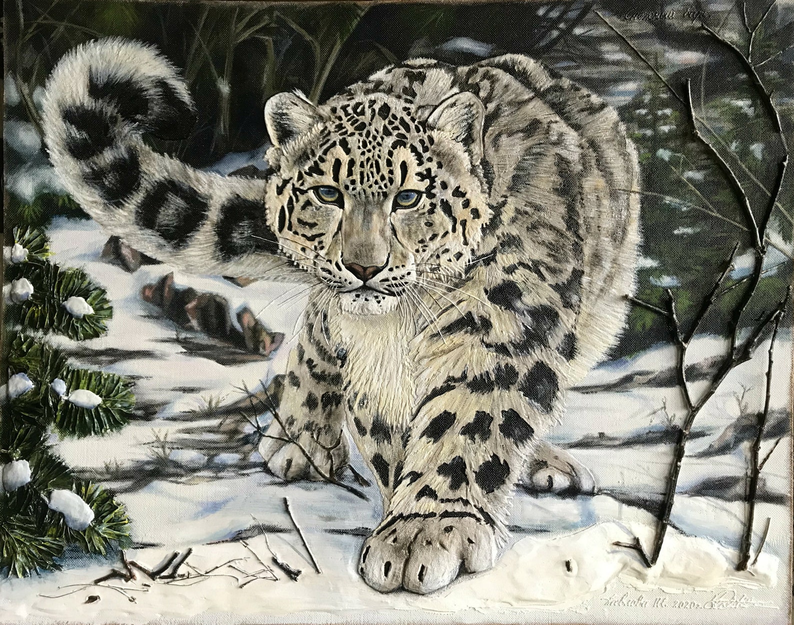 Snow Leopard ORIGINAL OIL PAINTING on Panel Custom Painting | Etsy