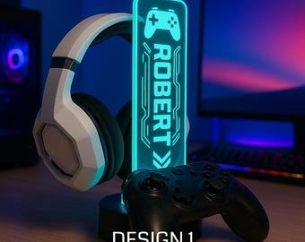 Personalized Headphone Stand, Nerdy Gifts, Controller Holder, Headphone Holder, Gamer Gift, Headset Stand, Controller Stand, Gaming Decor