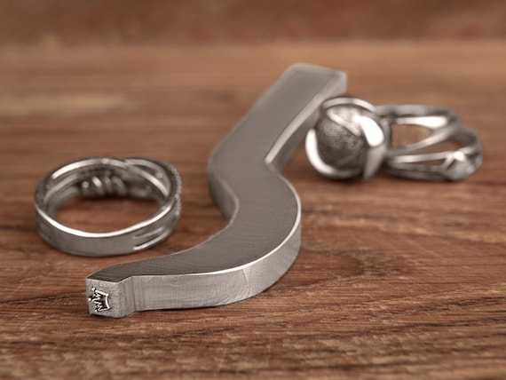 Custom Bent Shank Ring Hallmark Stamps Jewelry Ring Marking Curved Stamps Gooseneck Stamp for Inside Ring Jewelry Punch 925 Swan Neck Stamp