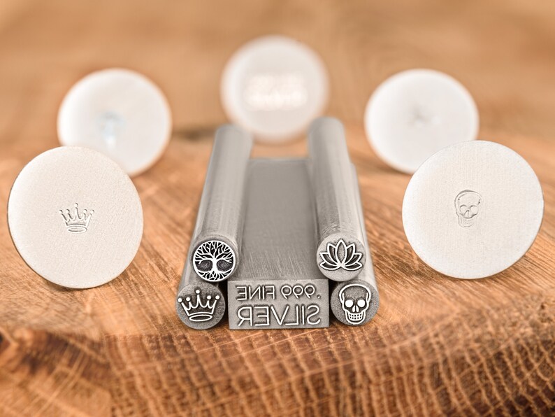 Custom metal marking dies for bullion stamps for marking Gold, Silver, Copper bars Ingot bar stamp 999 Purity metal stamps Makers mark stamp image 2