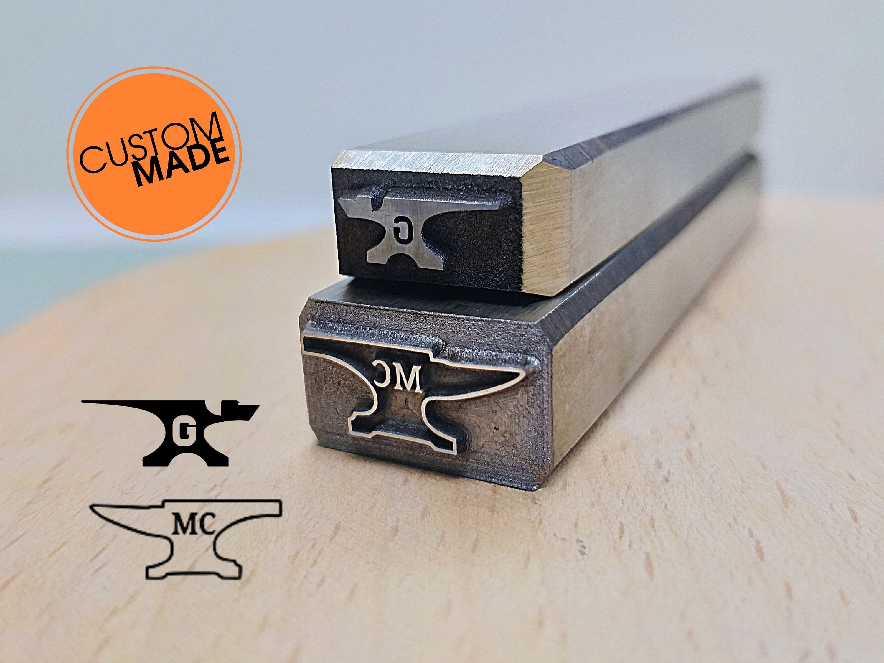 Sellos de acero Touchmark para herreros Sellos de acero personalizados para fabricantes de cuchillos Sello de logotipo de acero para artesanos del metal Sello de cuchillo Touchmark de metal Etsy Espan...