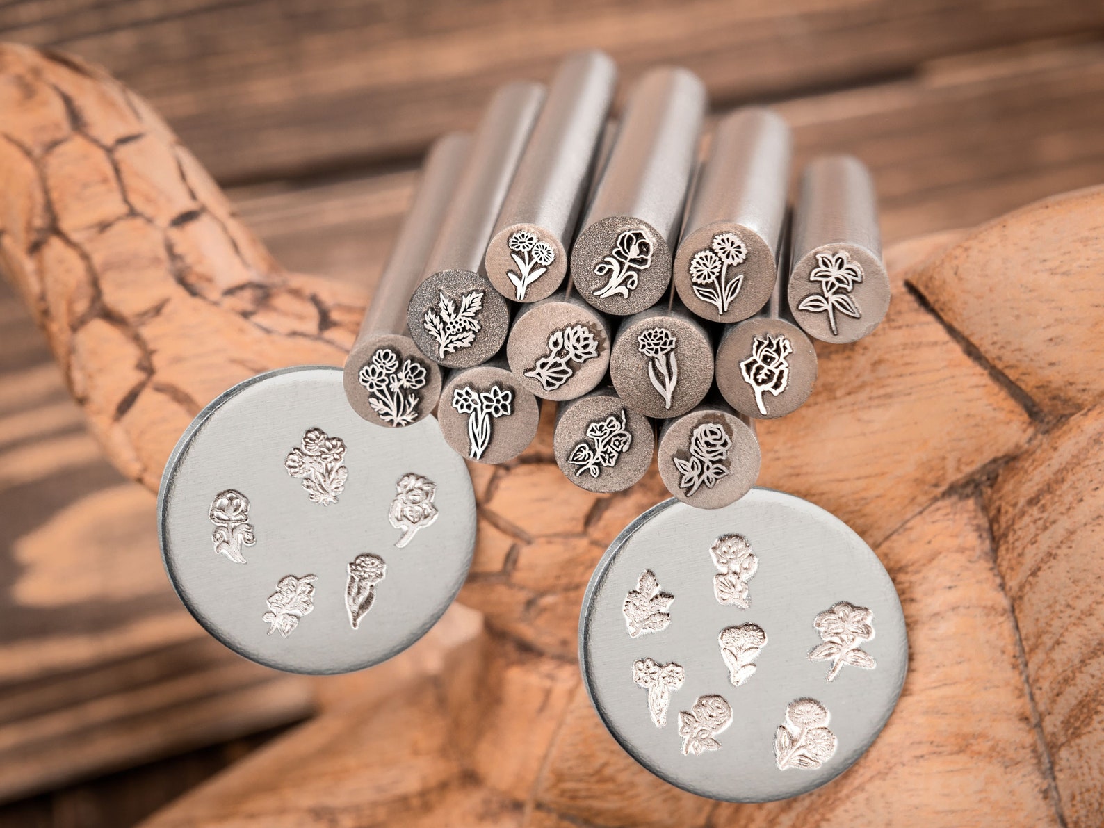 Birth month flower metal design stamp set Custom jewelry Etsy