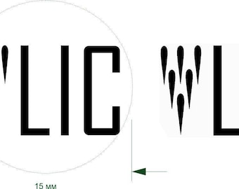 May include: A black graphic logo featuring three vertical teardrop shapes followed by the letters LIC. The logo is displayed twice, once inside a circular outline with a measurement indicator showing a width of 15 mm, and once without the circle.