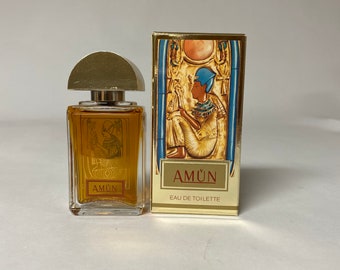 Amun par Muelhens pour femme, 1,0 fl oz / 30 ml eau de toilette tamponnée sur non vaporisateur, elle n'est jamais utilisée dans sa boîte d'origine vintage, difficile à trouver
