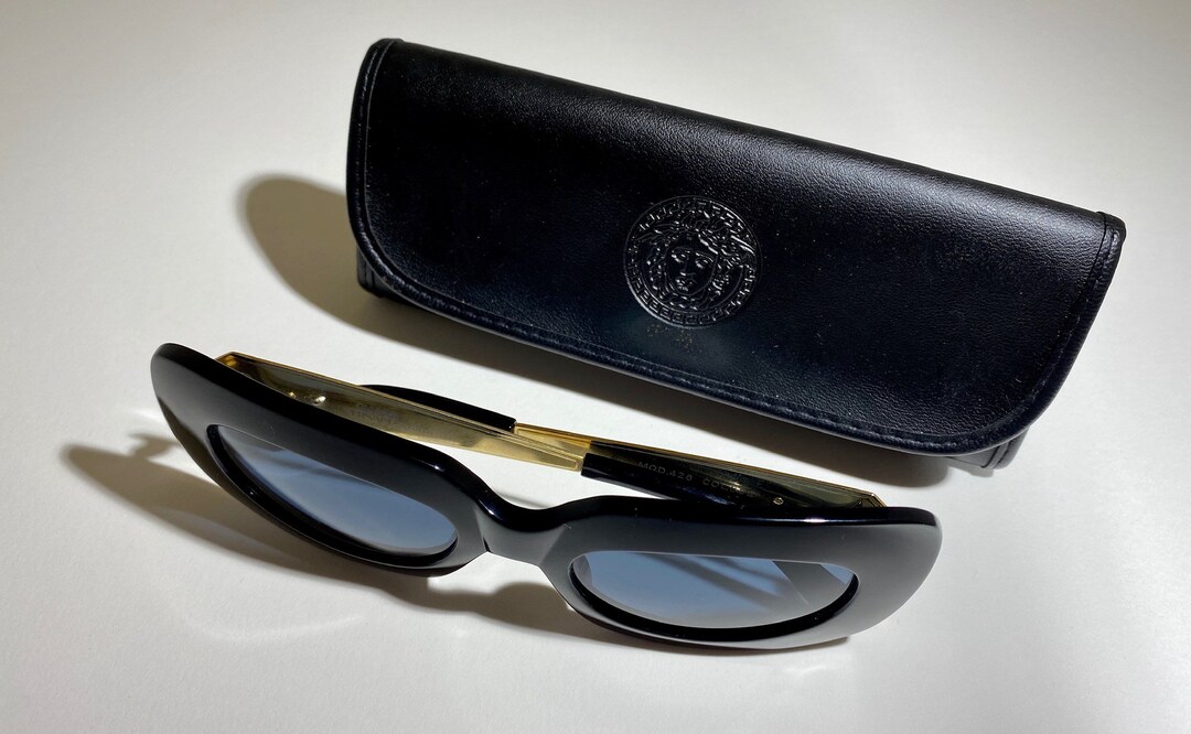 Vintage Gianni Versace Sunglasses 1990s, Thick Black Chunky
