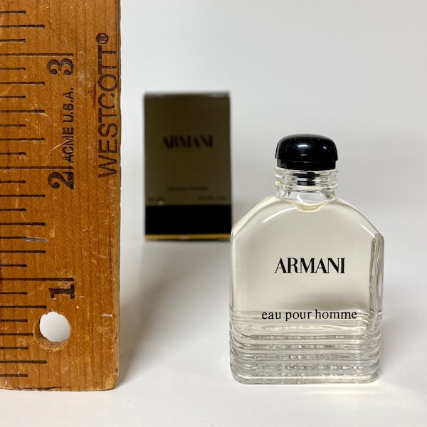 Armani Eau Pour Homme, for Men, Vintage Cologne, Miniature Small Size, 0.33 fl oz 10 mL, Eau de Toilette EDT, travel friendly non spray