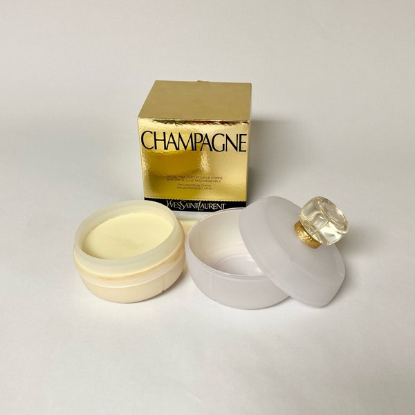 Champagne, Yves Saint Laurent YSL, Perfumed Body Creme Deluxe Refillable Coffret, 200 ml 6.6 fl oz jar of cream, vintage fragrance for women