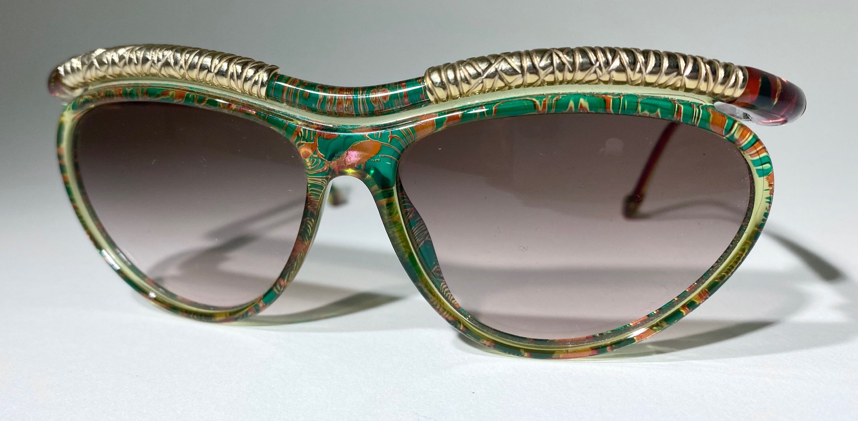 Christian Lacroix Rare Vintage 7388 50 57-14-130mm Cat Eye Sunglasses Vintage Christian Lacroix Sunglasses, Red Yellow Green Gold  main image 4