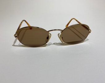 Vintage Burberry Sunglasses, shiny gold metal frame,  brown tortoise arm temple, UV, tinted lens, Designer Shades, Burberry's of London