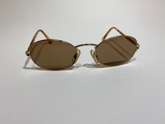 Vintage Burberry Sunglasses, Shiny Gold Metal Frame, Brown