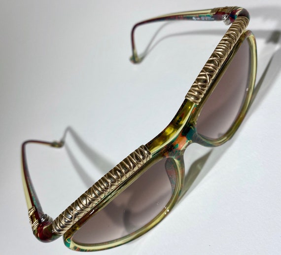 Vintage Christian Lacroix Sunglasses, green red f… - image 3