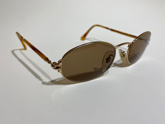 Vintage Burberry Sunglasses, Shiny Gold Metal Frame, Brown