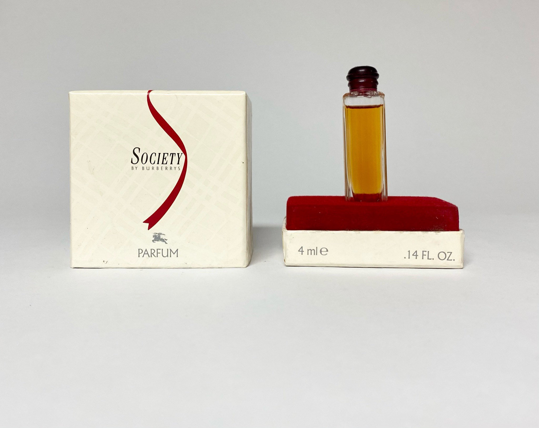 Society by Burberry Parfum vintage womens fragrance small miniature travel sized dab on non spray bottle 4 ml .14 fl oz box has wear Etsy