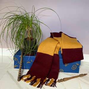 Maroon and Gold Wizard handmade scarves. Cosplay Adult/children. Holiday gift. Winter wear. Birthday present.