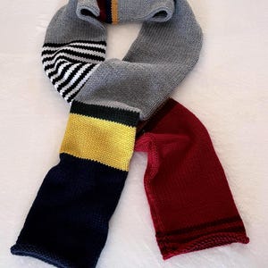 Hand Knit, Color Blocked, Graphic, Multicolored,  Striped Winter Scarf. Present. Funky scarf