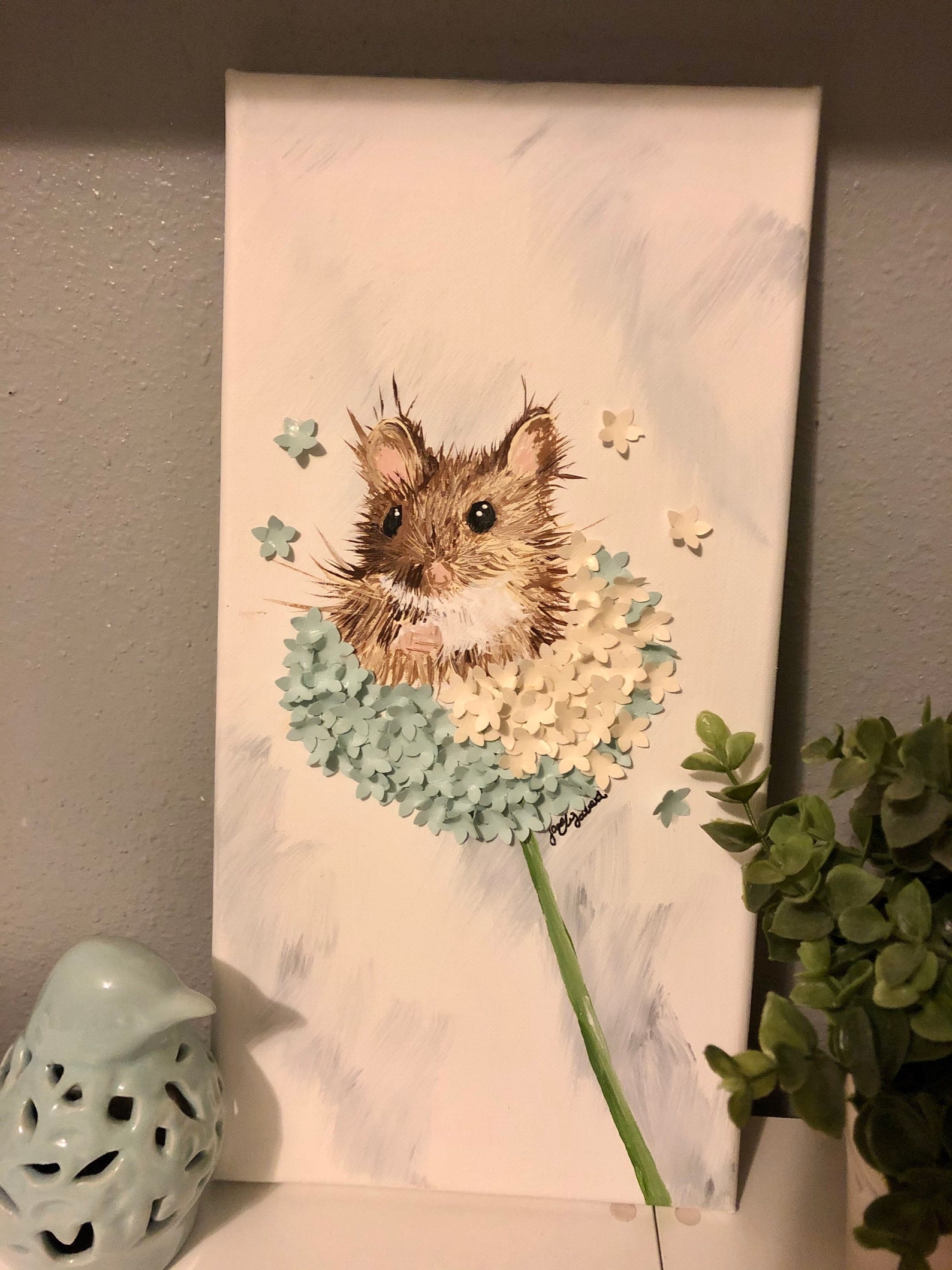 Mouse in Dandelion on Canvas Field Mouse Dandelion Art Etsy