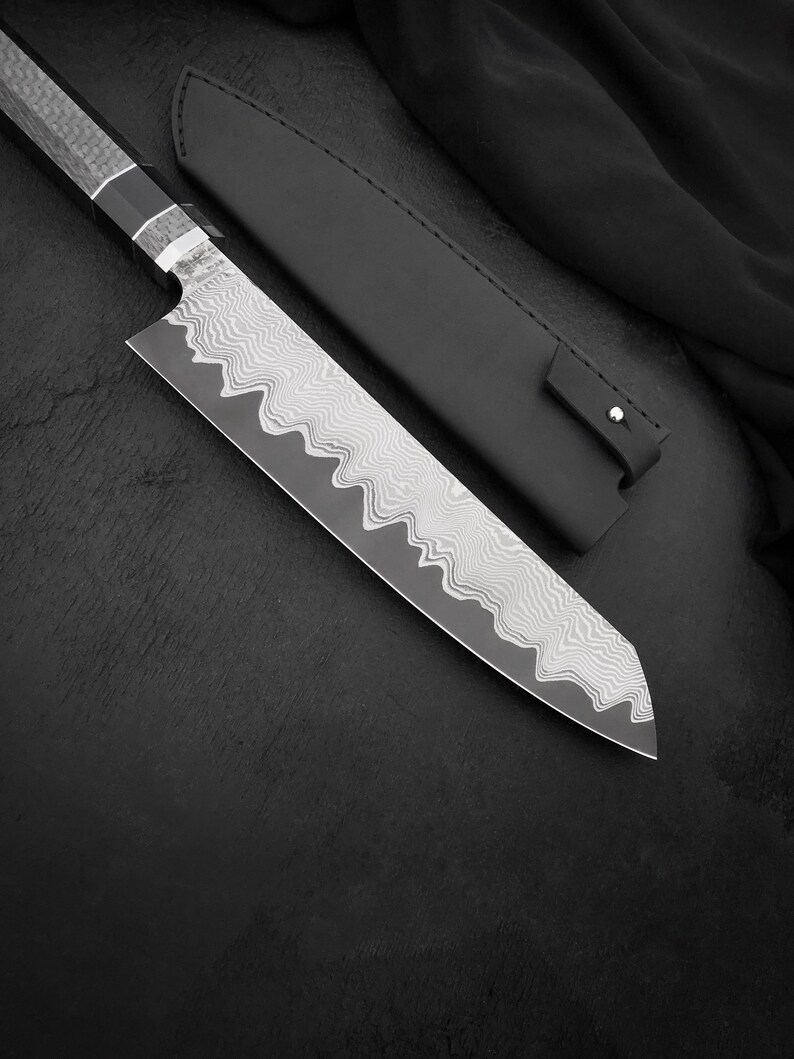 Custom Handmade/ Chef Knife/handle carbon Fiber/ Laminated Etsy