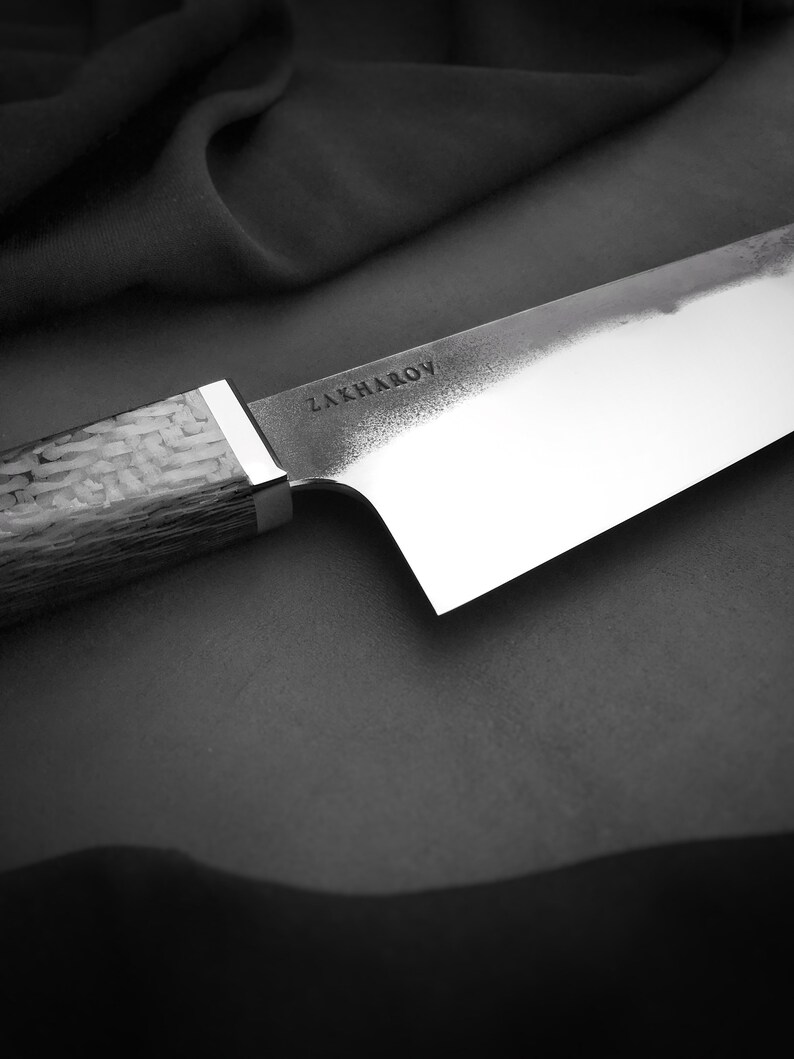 Carbon Fiber Kitchen Knife Chefknife Handmade Steel N690 Etsy