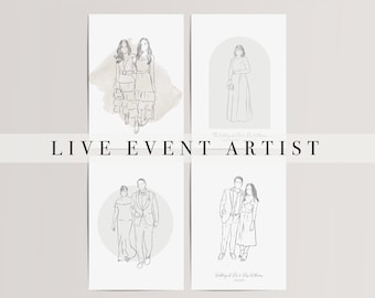 Remote Live Guest Portraits, Wedding Guest Illustrations, Guest Illustrations, Live Event Illustrations, Line Drawings, Wedding 2024