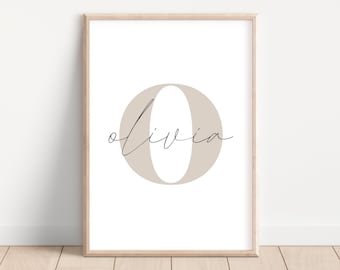 Custom Initial Print, Name Printable, Personalized Name Print, Personalized Initial Name Print, Name Print,Nursery Print, Custom Birth Print