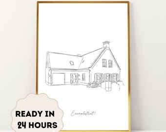 First Home Gift | Anniversary Gift | Custom Portrait | New Home | Housewarming Gift | Digital Art | Line Drawing House | Personalised Gift