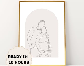 Portrait de couple, cadeau personnalisé, dessin au trait, dessin au trait, dessin au trait personnalisé couple, portrait minimaliste, portrait de famille