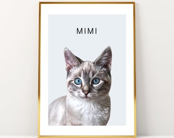 Custom Pet Portrait from Photo, Custom Cat Portrait, Memorial Cat Portrait,Pet Owner Gift, Cat Portrait Custom Painting Photo, PHOTO EDIT