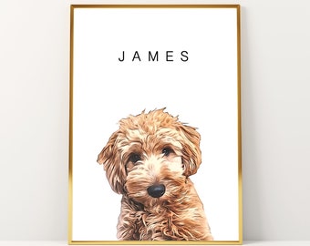 Retrato de mascota personalizado a partir de la foto, retrato de perro personalizado, retrato de perro conmemorativo, regalo del dueño de la mascota, foto de pintura personalizada del retrato del perro, EDICIÓN DE FOTO