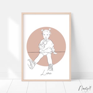 Aangepaste geboorteposter babylijntekening geboortecadeau pasgeboren portret aangepaste portretschets van foto aangepast portret gepersonaliseerd babycadeau eerste verjaardag