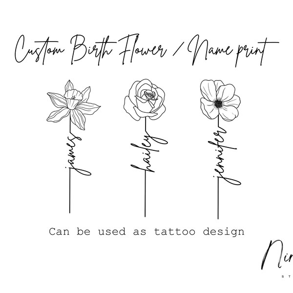 Name Flower Tattoo Etsy