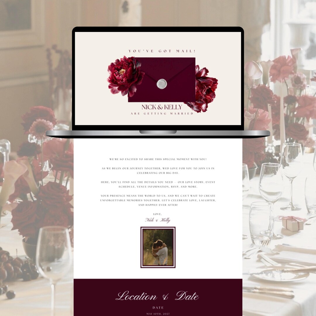 Burgundy Canva Wedding Website Template | Digital Wedding Invitation - Etsy
