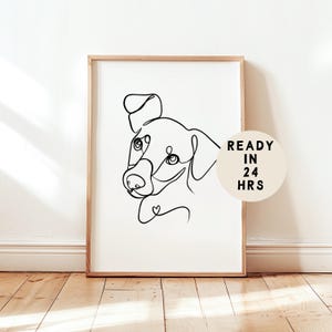 Custom One Line Dog, Pet Portrait, Dog Line Art, Continuous Line Drawing, Dog Portrait, Dog Tattoo, Pet loss gift , Dog Memorial, JPEG SVG