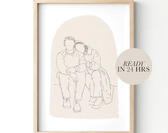 Custom Line Drawing from Photo Family Portrait Illustration Wedding Portrait Sketches From Photo Personalized Engagement Gift Anniversary