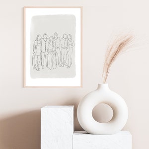 Family Portrait Custom Line Drawing Couple Line Art Drawing Custom Line Drawing From Photo Custom Family Gift Anniversary Gift image 3