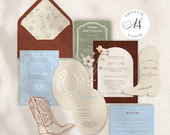 Western Wedding Invitation Suite Template