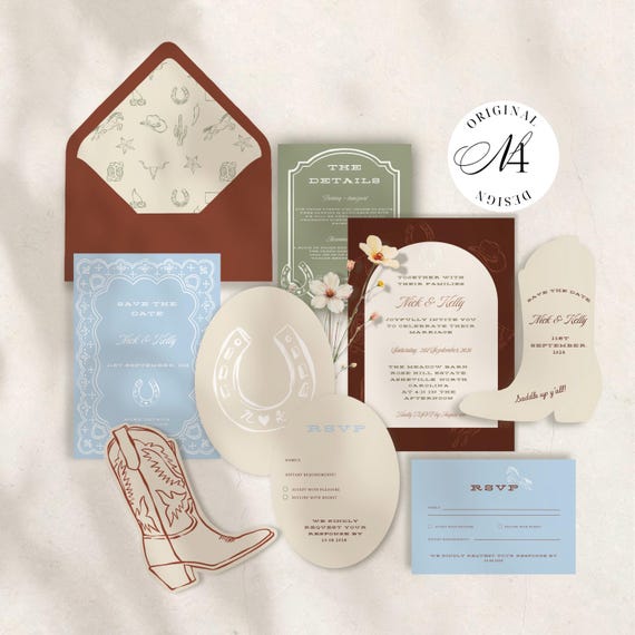 Western Wedding Invitation Suite Template