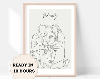 Custom Line Drawing Couple, Custom Portrait, Wedding Portrait, Sketches From Photo, Personalized Gifts , Anniversary Gift, Engagement Gift