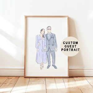 Aangepaste plaatskaart bruiloftsgast Gepersonaliseerde portret plaatskaarten Aangepaste tafel plaatsnamen geïllustreerde plaatskaarten bruiloft gast portret